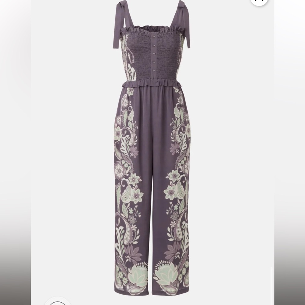 Caballero Rose Graphite Protea Paisley Jumpsuit Sz M - Picture 5 of 6